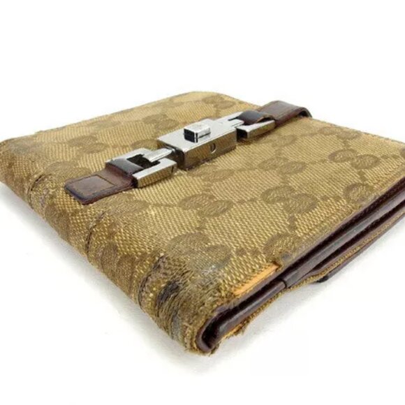 GUCCI W Hook Wallet GG Canvas ?~ Jackie Bracket Authentic USED - Picture 4 of 6